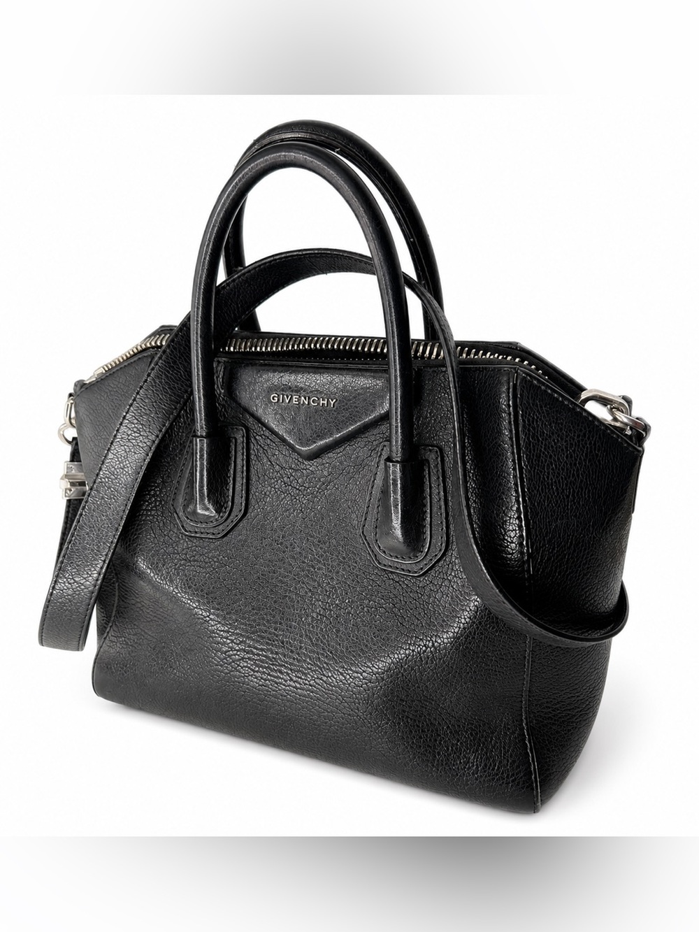 A Condition- GIVENCHY Black Grained Leather 2-way Bag tote
